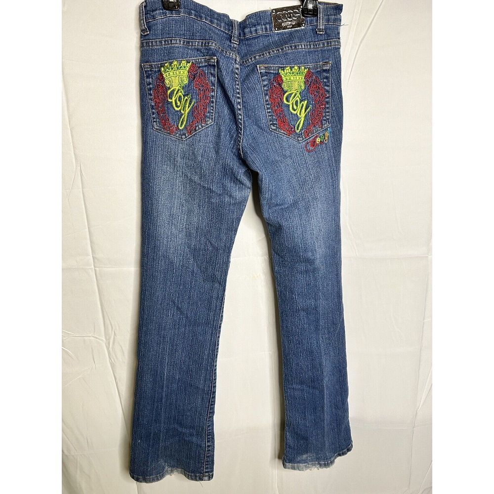 Coogi Jeans‎ Womens 11/12 Cotton Stretch Vintage Washed Denim Metal Tab Crown